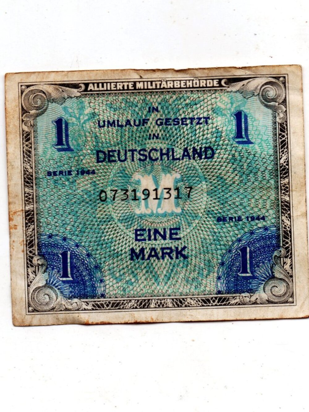 GERMANY GERMAN #192c 1944 VG CIRC MARK ALLIED MILITARY BANKNOTE PAPER MONEY